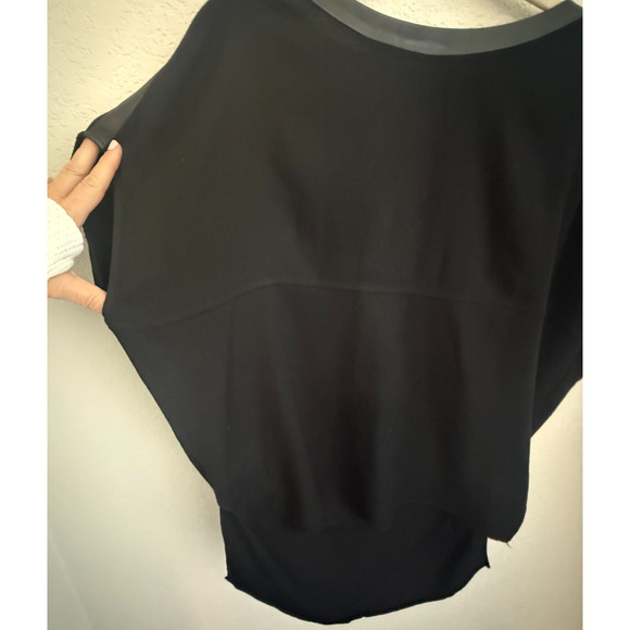 Helmut Lang Top Women’s Knit Black Slub Dolman Lamb Leather Trim Size P - Picture 4 of 10